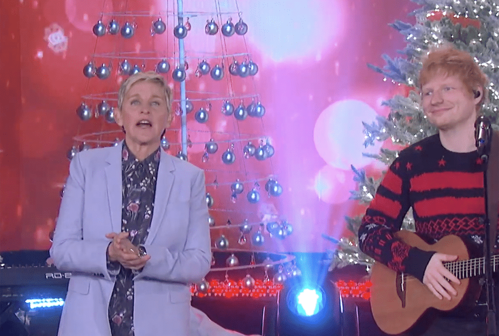 Modern Christmas Trees on Ellen DeGeneres with Ed Sheeran